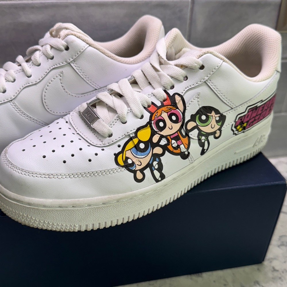 CUSTOM Nike Air Force 1s Power Puff Girls Edition Size 7.5 Hard to Find SALE🔥🔥🔥